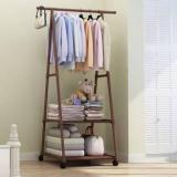 Citroda Metal Coat Rack 2 Shelf Hooks Hanger Stand Garment Clothes Storage Organizer PP Collapsible Wardrobe