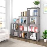 Citroda Plastic 9 Book Shelf Alloy Steel Cabinet Shelve For Books Storage Rack Organizer Metal Open Book Shelf