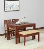 Clanecraft Solid Sheesham Wood Four Seater Dining Set For Dining Room/ Hotel | Solid Wood 4 Seater Dining Set