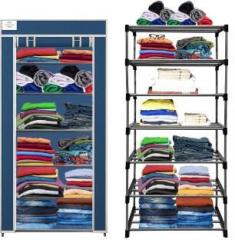 Cmerchants Blue Metal 6 Layer Carbon Steel Collapsible Wardrobe