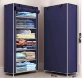 Cmerchants Multipurose 6 Layer Black Cabinet PP Collapsible Wardrobe