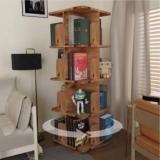 Cogo 4 Tier Revolving Bookshelf | 260 Litre | 100 Kg UDL Loading Capacity Engineered Wood Open Book Shelf