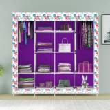 Colcum 12 Layer Printed 3 Door Micro Fiber Collapsible Wardrobe