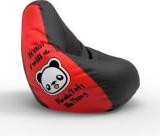 Comfybean XL Designer Bean Bag Filled With Beans Printed Absolutely Nothing Red & Black Teardrop Bean Bag With Bean Filling