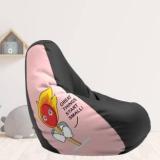 Comfybean XL Designer Bean Bag Filled With Beans Printed Great Things Start Pink & Black Teardrop Bean Bag With Bean Filling