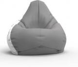 Comfybean XL Designer Bean Bag Filled With Beans Printed Latte White & Grey Teardrop Bean Bag With Bean Filling