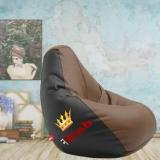 Comfybean XL Designer Bean Bag Filled With Beans Printed Nawaab Black & Brown Teardrop Bean Bag With Bean Filling