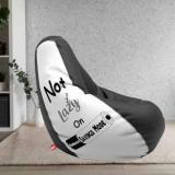 Comfybean XL Designer Bean Bag Filled With Beans Printed Not Lazy White & Black Teardrop Bean Bag With Bean Filling