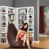 Comfybean XXL Bean Bag With Free Bean Footrest Brown Bean Bag With Bean Filling