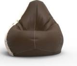 Comfybean XXL Designer Bean Bag Filled With Beans Printed Energy MC Square Beige & Brown Teardrop Bean Bag With Bean Filling