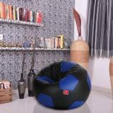 Comfybean XXL Football Bean Bag With Free Bean Footrest Black & Blue Body Fitter Bean Bag With Bean Filling