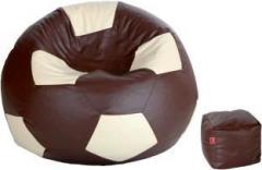 Comfybean XXXL Football Free Footrest Cream Body Fitter Bean Bag With Bean Filling