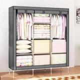 Continental 6 + 2 Shelves 3 Door 88130 Grey Fold Able Wardrobe PP Collapsible Wardrobe