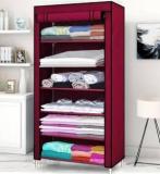 Coroid 1 Door 6 Shelf Fabric PP Carbon Steel Collapsible Wardrobe