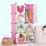 Coroid 8 Door 8 Shelf Plastic Almari Collapsible PC Collapsible Wardrobe Pink HH PP Collapsible Wardrobe