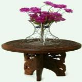 Craftonline Round Brass Designing Wooden Stool Living & Bedroom Stool