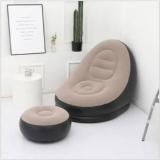 Credo Chair, Portable Fast Inflatable Sofa Chair With Foot Stool Half Leather 2 Seater Sofa