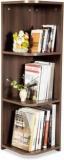 Debono Flora Corner Book Rack With Four Shelves Engineered Wood Open Book Shelf