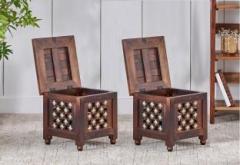 Decorhand Solid Wood Hand Carved Side Table/ End Table Set/2 Solid Wood Side Table