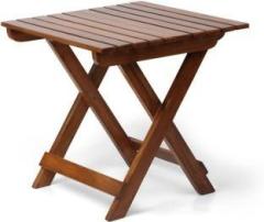 Decorhand Wooden Outdoor 15 Inch Natural Brown Square Foldable Coffee Table Solid Wood Side Table