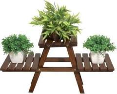 Decorhand Wooden Plant Stand for Balcony Living Room Indoor Outdoor Plant Stand Solid Wood Side Table