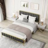 Decornation Lucius Upholstered Metal Queen Bed