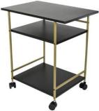 Decoworld 3 Tier Multipurpose Side Table With Wheels | Multi Shelf Storage Rack Stand | Metal Side Table