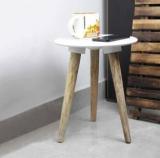 Deimos Wooden Round Stool For Multipurpose Use, Beautiful Wooden Antique Side Table Engineered Wood End Table