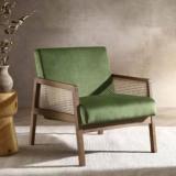 Demiwall Rattan Arm Chair Teak Wood Armchair For Living Room Fabric 1 Seater Sofa