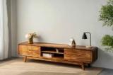 Demiwall Wooden Media Unit Solid Wood TV Entertainment Unit