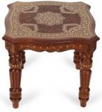 Desi Karigar Handcarved Work Square Shaped Solid Wood Side Table