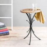 Desi Karigar Walnut & Black Metal End Table