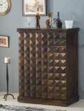 Devkiinteriors 25 Shelf Wine Rack Wooden Bar Cabinet For Home With Storage | Mini Bar For Home Solid Wood Bar Cabinet