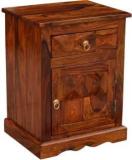 Devsignature Sheesham Wood Wooden Bedside Table For Bedroom | Nightstand Lamp Holder With Drawer & Door Cabinet Storage For Home Solid Wood Bedside Table