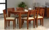 Dholamaru Sheesham Wood CNC 6 Seater Dining Table Set With 6 Cushion Chairs Solid Wood 6 Seater Dining Set