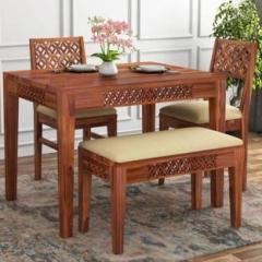 Dholamaru Solid Sheesham Wood 4 Seater Dining Table with Chair Set for Living Room | Solid Wood 4 Seater Dining Set