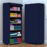 Diekuche 1 Door 6 Shelf Fabric Carbon Steel PP Collapsible Wardrobe PVC Collapsible Wardrobe