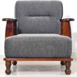 Divine Arts Sheesham Wood 1 Seater Sofa For Home, Wooden Single Seater Sofas Furniture Fabric 1 Seater Sofa