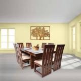 Divine Arts Sheesham Wood 8 Seater Dining Table Set With Cushioned Chairs For Living Room Solid Wood 8 Seater Dining Table