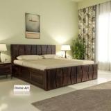 Divine Arts Sheesham Wood Triangle Queen Size Bed with Box Storage for Bedroom Solid Wood Queen Box Bed