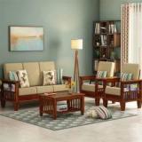 Douceur Furnitures Solid Sheesham Wood Five Seater Sofa Set With Center Table For Living Room Fabric 3 + 1 + 1 Sofa Set