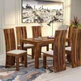 Douceur Furnitures Solid Sheesham Wood Six Seater Dining Set For Dining Room, Restaurant . Solid Wood 6 Seater Dining Set