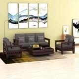 Douceur Furnitures Solid Wood Sheesham Wood Five Seater Sofa Set For Living Room / Office. Fabric 3 + 1 + 1 Sofa Set