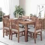 Douceur Furnitures Solid Wood Sheesham Wood Six Seater Dining Set For Dining Room / Restaurant. Solid Wood 6 Seater Dining Set