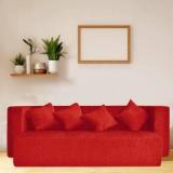 Dr Smith With 4 Red 3 Seater Double Foam Fold Out Sofa Cum Bed