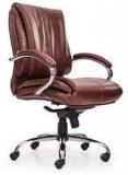 Durian Alpha Mid Back Executive Chair In Dark Tan Leather