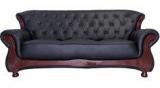 Durian Berry Chesterfield Three Seater Sofa In Matt Black Finish