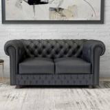 Durian Elton Blue Leatherette 2 Seater Sofa