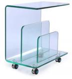 Durian Glass Top Side Table Cum Magazine Rack In Clear Glass Colour