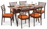 Durian Sheen Glass Top Six Seater Dining Set